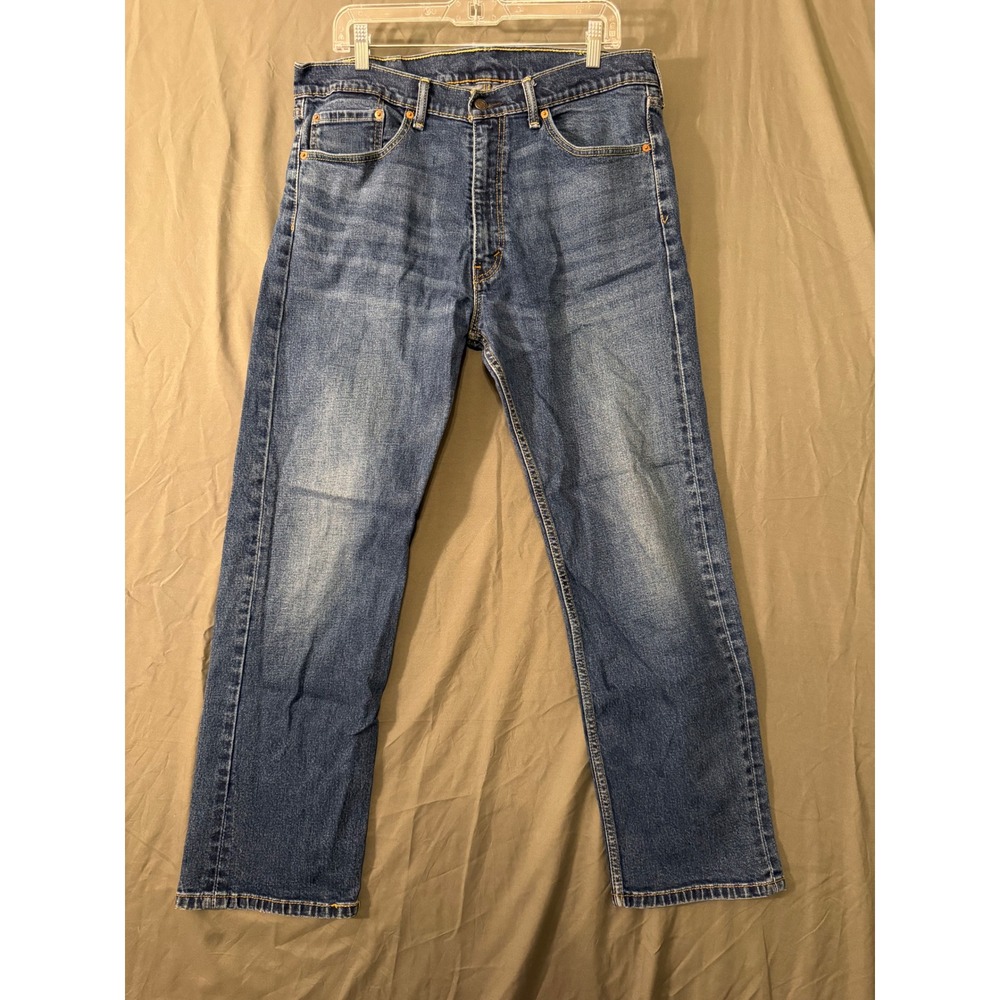 Levis 505 Regular Fit Straight Leg Jeans Mens 38x30 Medium Wash Blue Denim